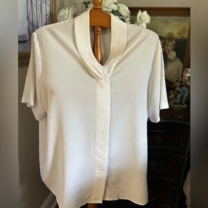 Lord & Taylor Vintage White/cream Women's Blouse Top Elegant Collar Sz 40/ 20W